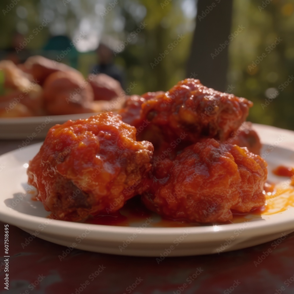 A delicious serving of chicken wings with sauce. Generative AI. A delicious serving of chicken wings with sauce. Generative AI.