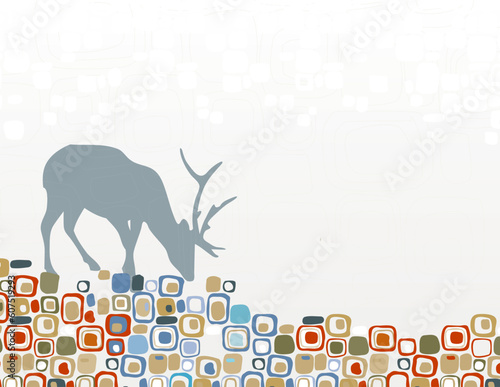 Abstract deer in wilderness design motif. Easy-edit layered file.