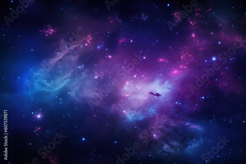 Blue and Purple Galaxy Background Created with Generative AI Technology
