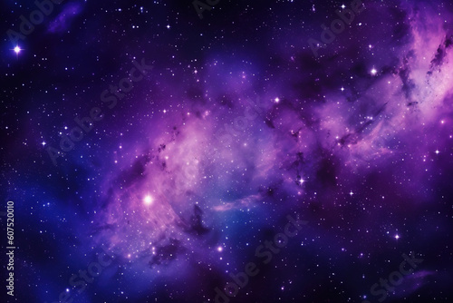 Fotografiet Blue and Purple Galaxy Background Created with Generative AI Technology