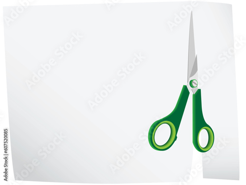 Scissors cut a background from a paper in a vector