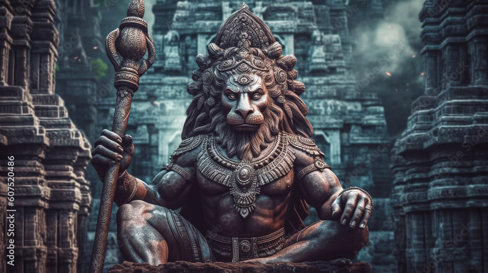 Fototapeta premium statue of lord narsimha