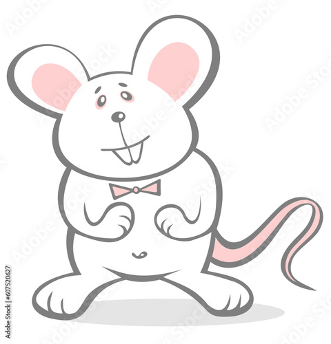 Ornate cheerful mousy isolated on a white background.