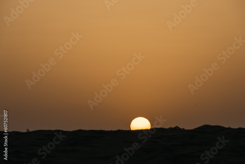 African sunrise in the desert of Senegal