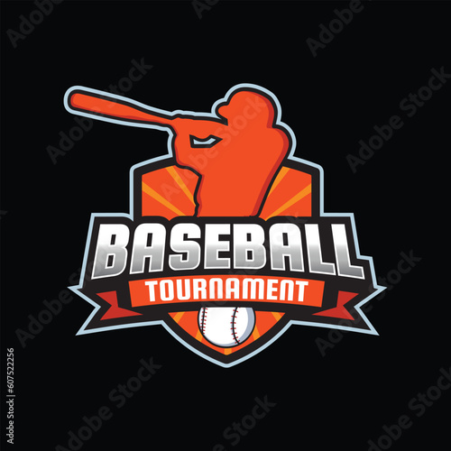 Vector baseball tournament logo design template, event, championship, league, sports editable text logo 