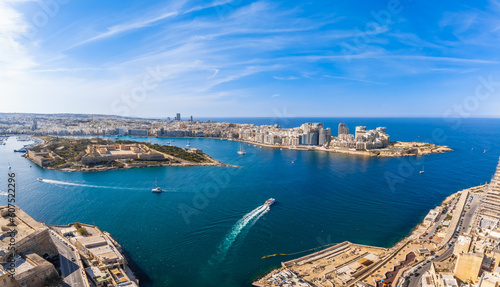 Valletta  Malta island  Europe. Fort Manoel  new city and Mediterranean sea