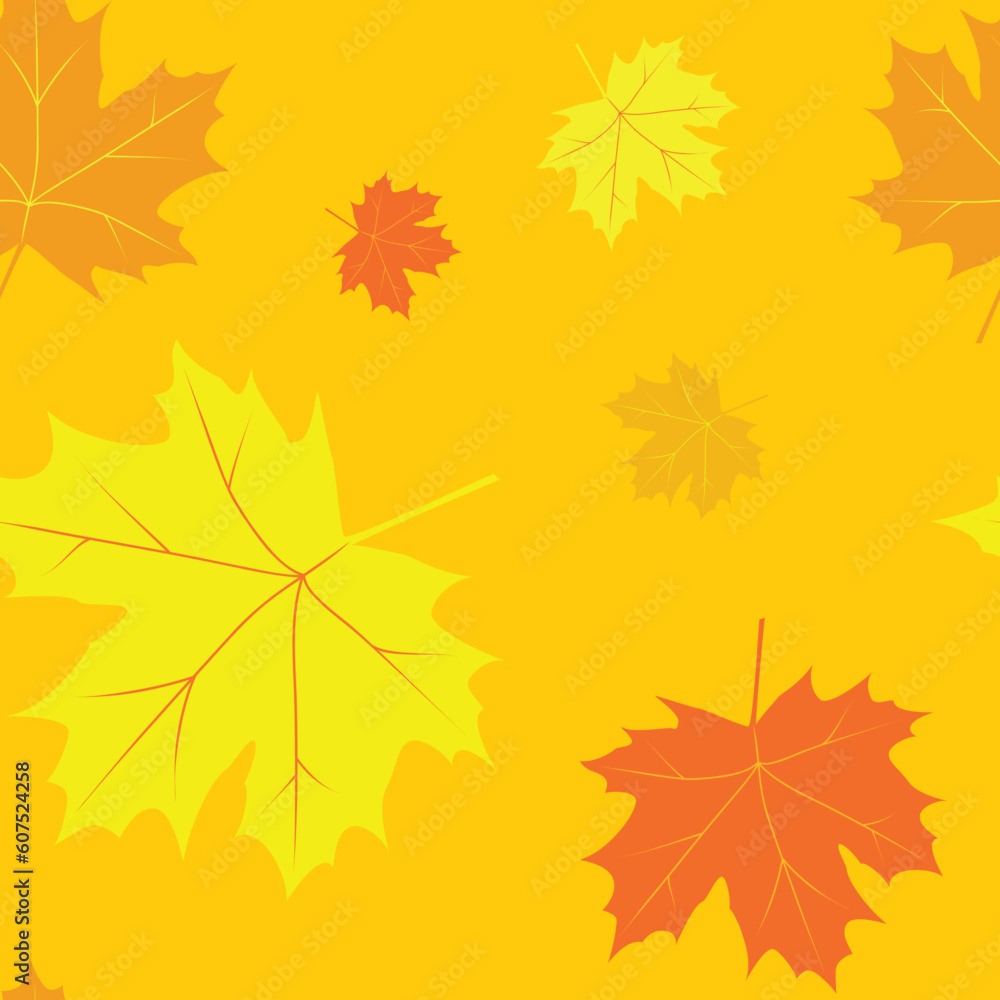 Fototapeta premium Seamless pattern with autumn leafs