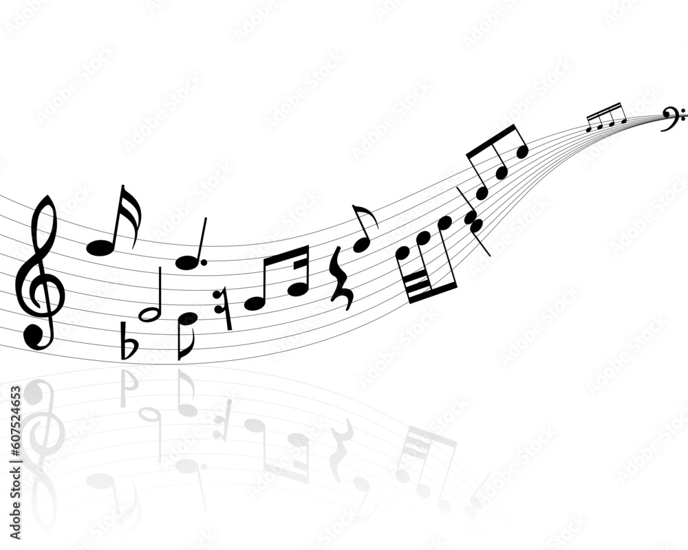 Musical notes background with lines. Vector illustration. Musical notes background with lines. Vector illustration.