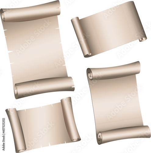 Various designs of parchment scrolls