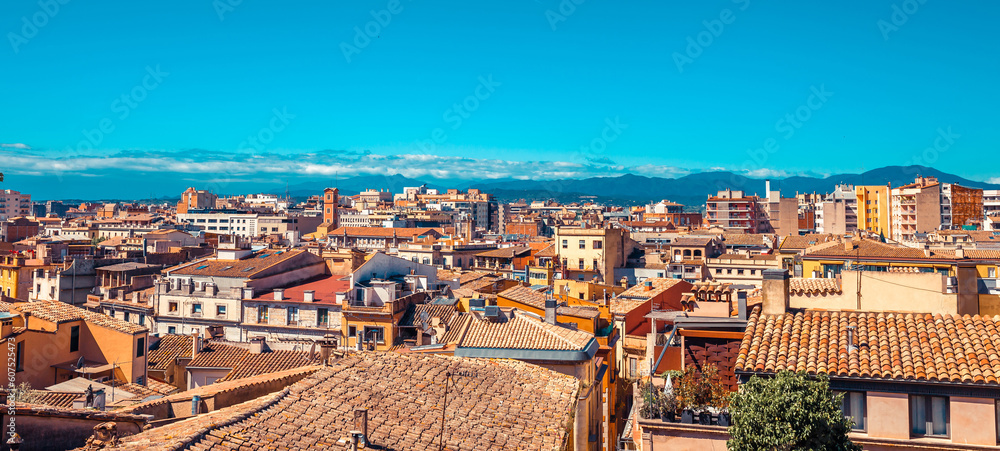 Fototapeta premium View of old town Girona, Catalonia, Spain, Europe. Summer travel