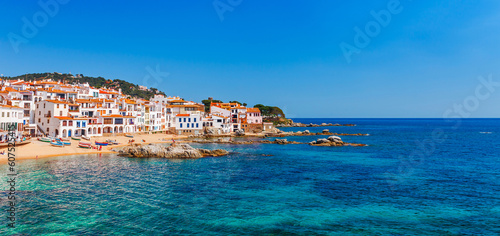 Calella de Palafrugell old town and beach, Catalonia, Spain, Europe