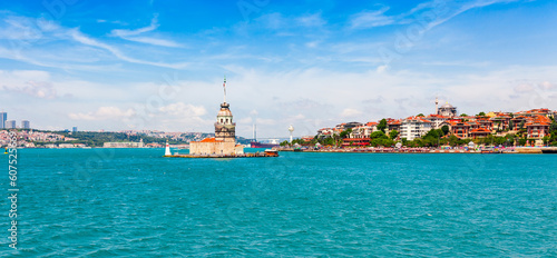 Istanbul view from Bosphorus strait, Turkey. Maiden's Tower