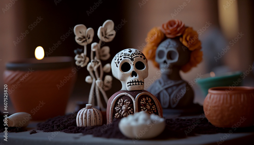 AI-Generated Image of Homemade Day of the Dead Altar