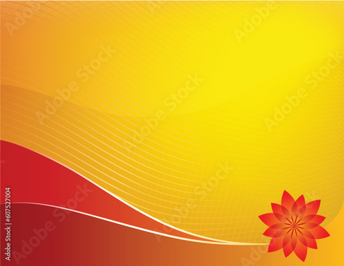 Orange summer background: composition of curved lines and flower - great for backgrounds, or layering over other images or text