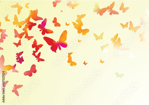 vector illustration of many colorful butterflies of different forms flying around