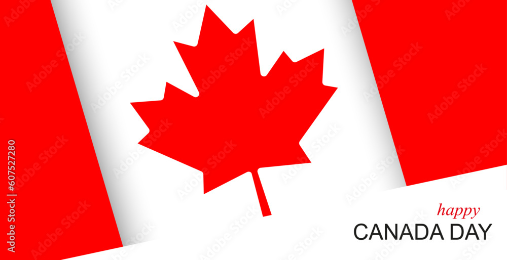 Fototapeta premium Happy Canada Day greeting vector concept. Canadian flag and text in white.