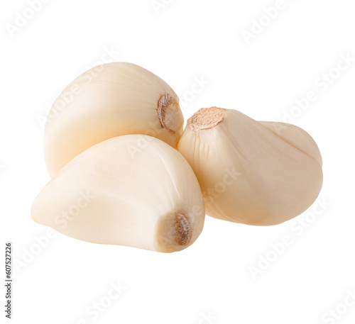 Close Short raw garlic with png background