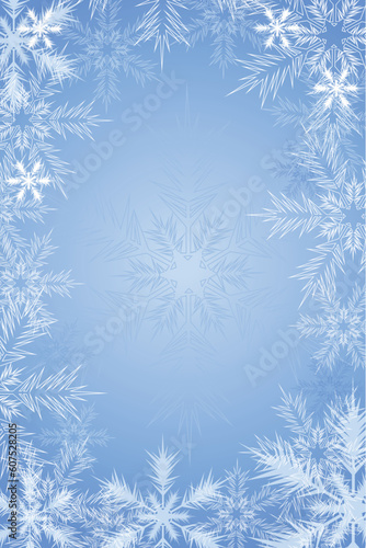 Blue background with snowflake and frosty patterns