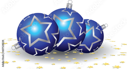 Christmas baubles and star shaped confetti