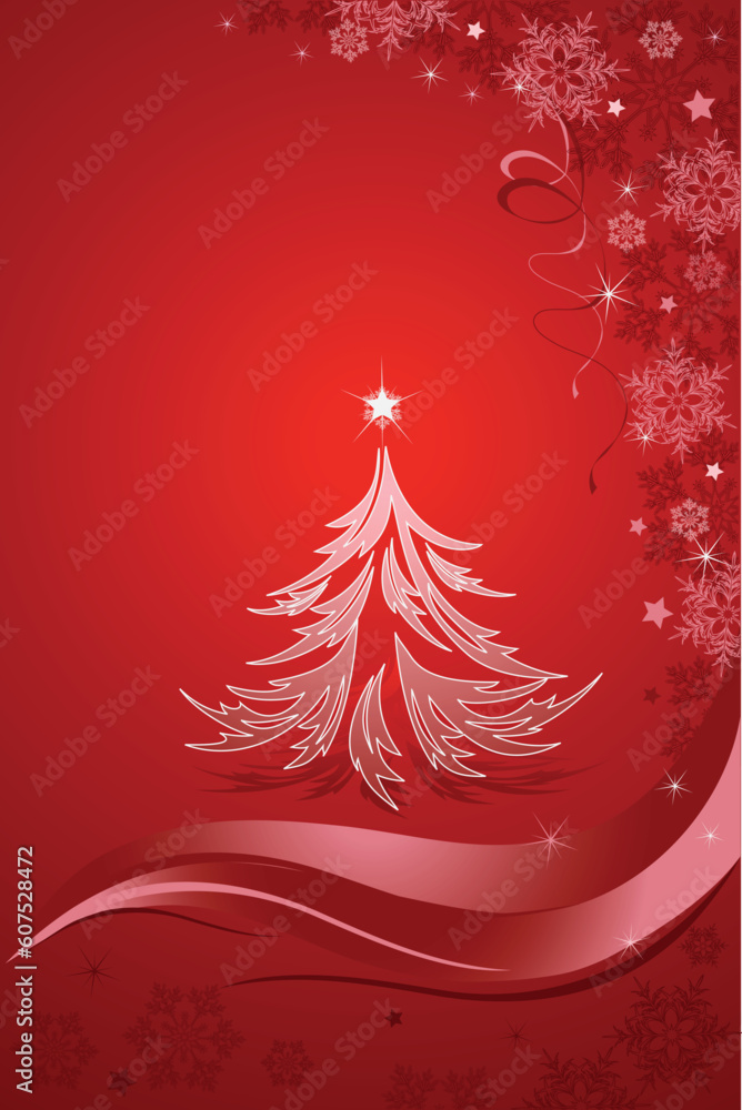 Abstract Christmas tree on the red background. Vector illustration. Abstract Christmas tree on the red background. Vector illustration.