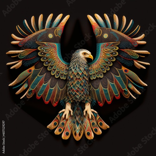 Golden eagle made of Mexican tribal textile