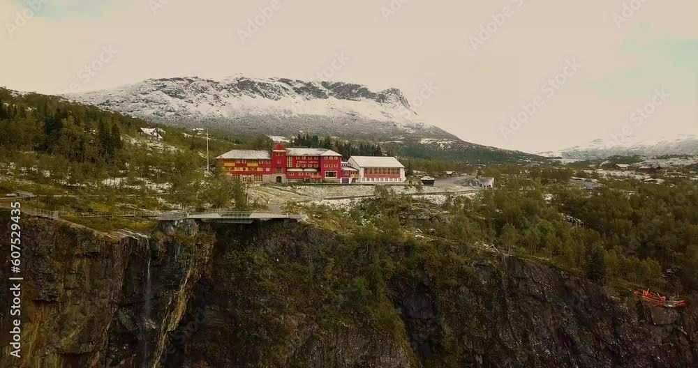 Aerial view of Voringfossen Waterfall, Norway. Aerial view of Voringfossen Waterfall, Norway.