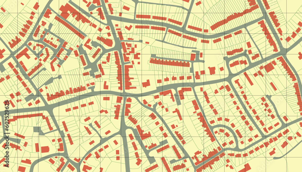 Editable vector illustrated map of housing in a generic town without names