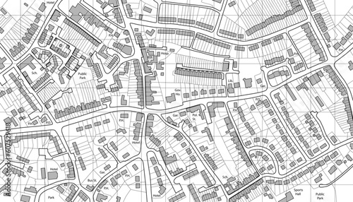 Editable vector illustrated map of housing in a generic town