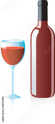 Wine glass and bottle