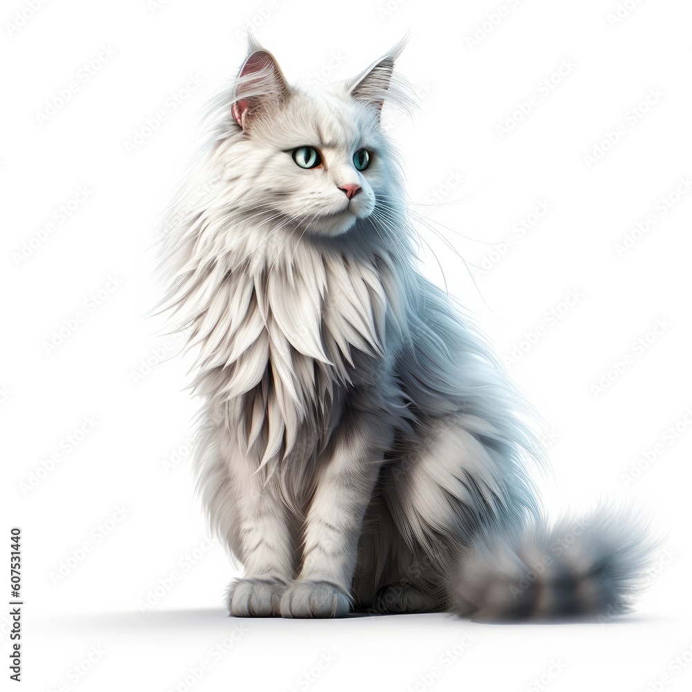 Obraz premium cat, kitten, animal, pet, isolated, domestic, feline, fur, white, cute, tabby, kitty, sitting, young, baby, portrait, adorable, looking, british, one, paw, pets, mammal, gray, beautiful