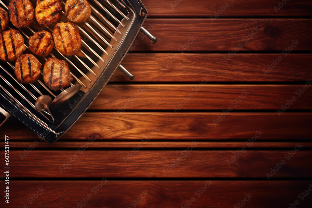 grilled chicken on the stove on a wooden table with Ai generated grilled chicken on the stove on a wooden table with Ai generated