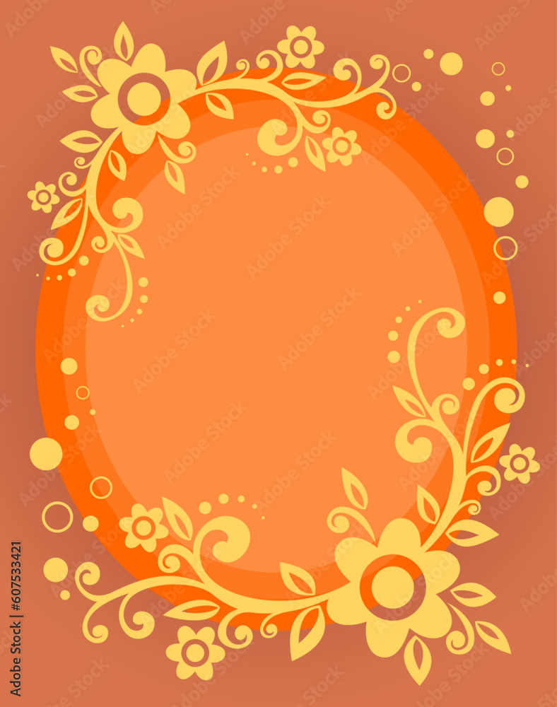 Stylized flowers frame on an orange background. Stylized flowers frame on an orange background.