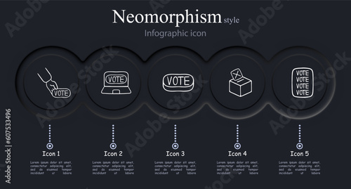 Voting concept. Engage in democratic decision-making through a voting system. Participation, choice, democracy. Neomorphism style. Vector line icon for Business
