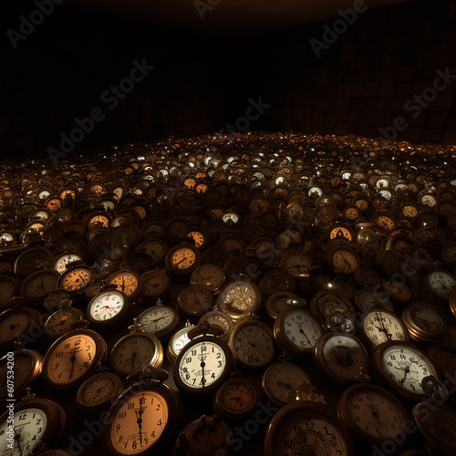 Many clocks as time is money concept