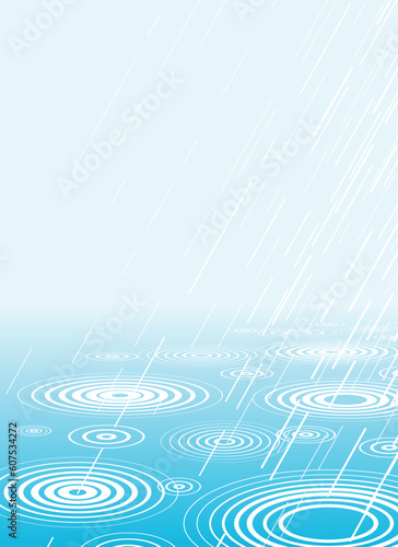 Editable vector illustration of rain falling into water with copy-space