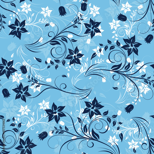 Floral seamless background for yours design usage. For easy making seamless pattern just drag ol group into swatches bar, and use it for filling any contours.