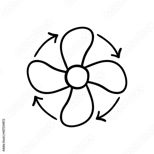 Ventilation system for fresh and clean air. Enhance indoor air quality and circulation. Proper ventilation. Vector black line icon on a white background