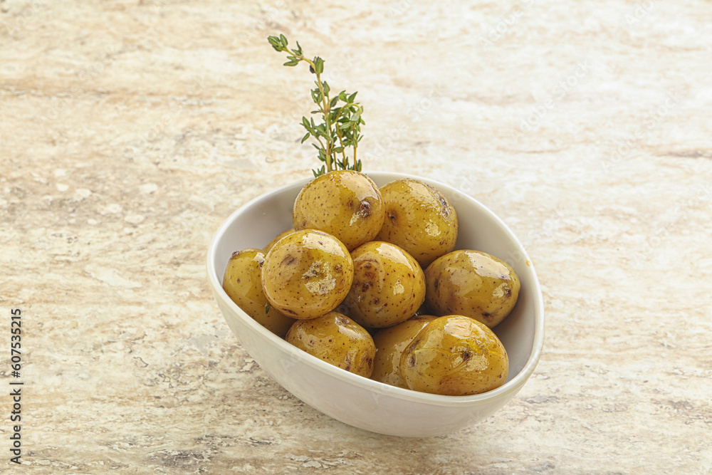 Boiled baby potato in the bowl Boiled baby potato in the bowl
