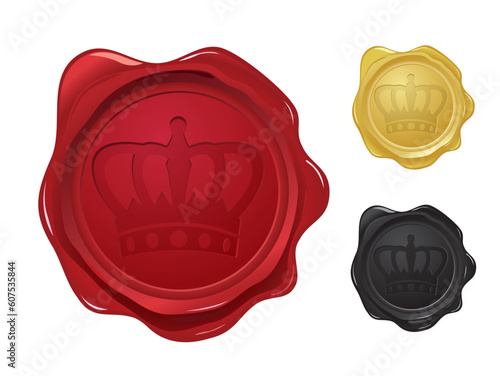 Wax seal with crown stamp.  Please check my portfolio for more seal illustrations.