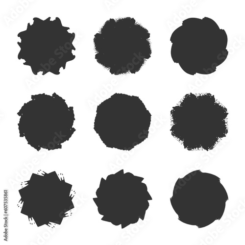 The round element has a hand-drawn brushstroke. The brushstroke is perfect for a variety of design projects such as logos, banners, postcards and more. Vector illustration
