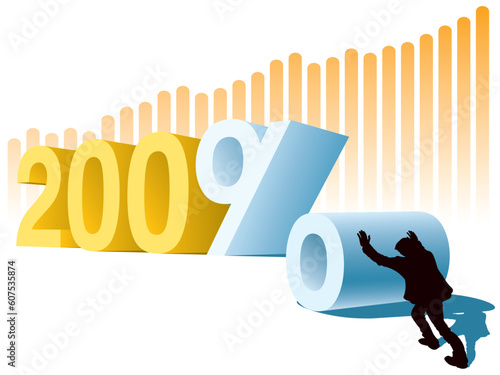 New Year or two hundred percent profit, conceptual business illustration.