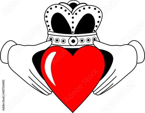 Claddagh tribal tattoo with red heart