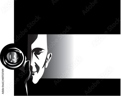 photographer, black and white illustration or logo
