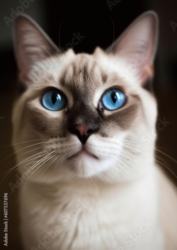 siamese cat looking up with blue eyes, generative ai  © vvalentine