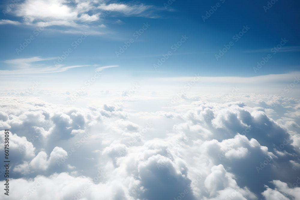 white and fluffy clouds are seen in the sky above a plane, generative ai white and fluffy clouds are seen in the sky above a plane, generative ai