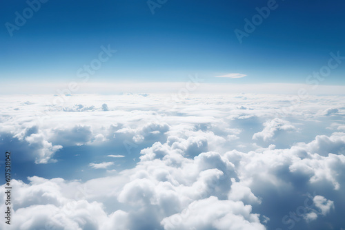 white and fluffy clouds are seen in the sky above a plane, generative ai 
