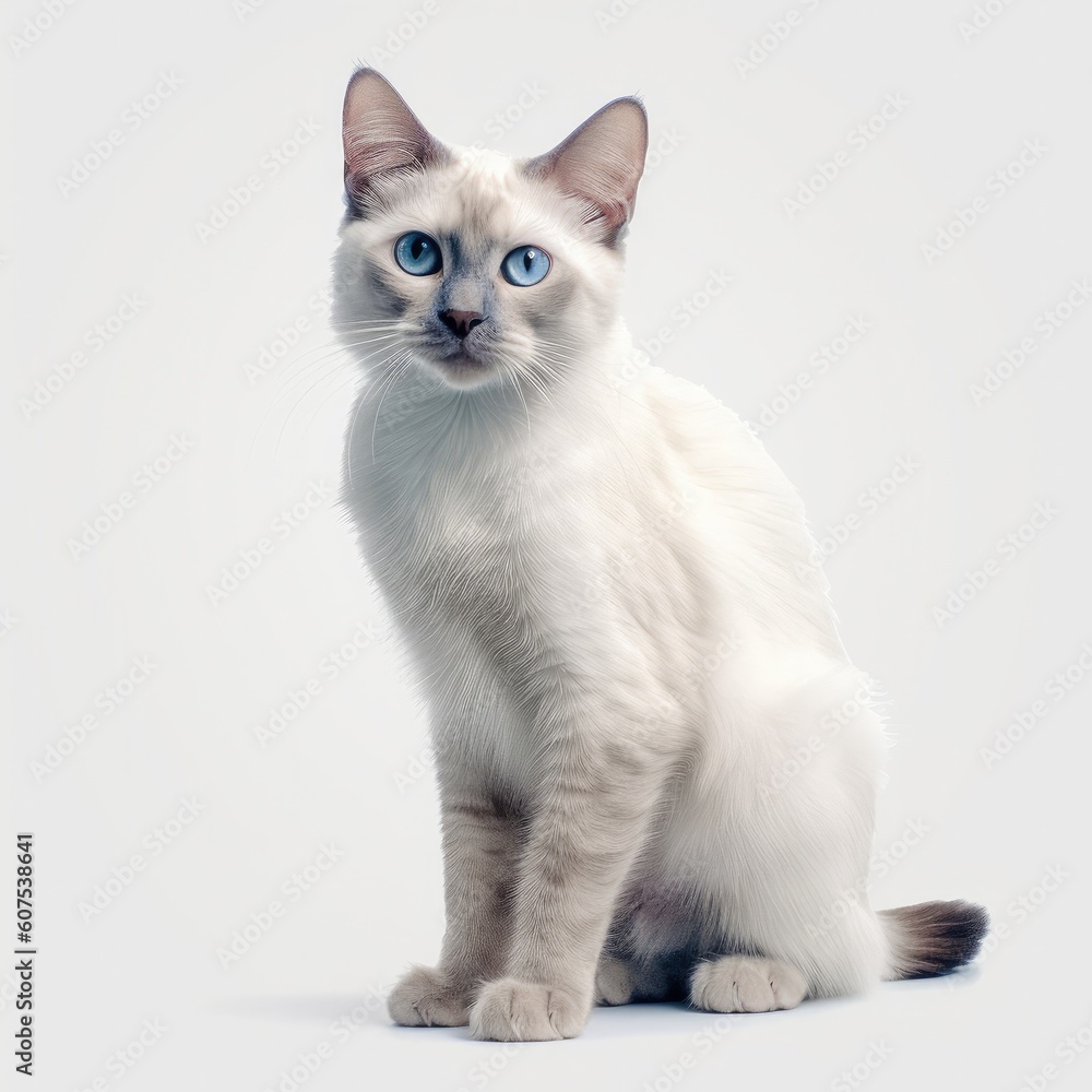 Obraz premium cat, kitten, animal, pet, isolated, domestic, feline, fur, white, cute, tabby, kitty, sitting, young, baby, portrait, adorable, looking, british, one, paw, pets, mammal, gray, beautiful