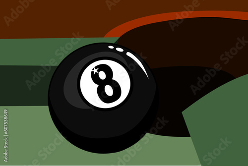 A Eight ball in the corner pocket