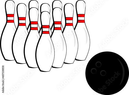 A bowling pin and ball