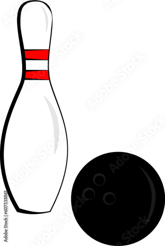 A bowling pin and ball